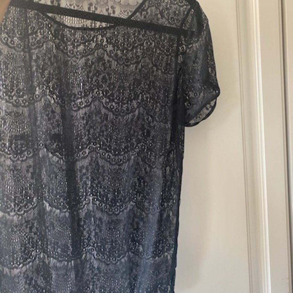 American Apparel Black Lace T-Shirt Size Small - Picture 4 of 5